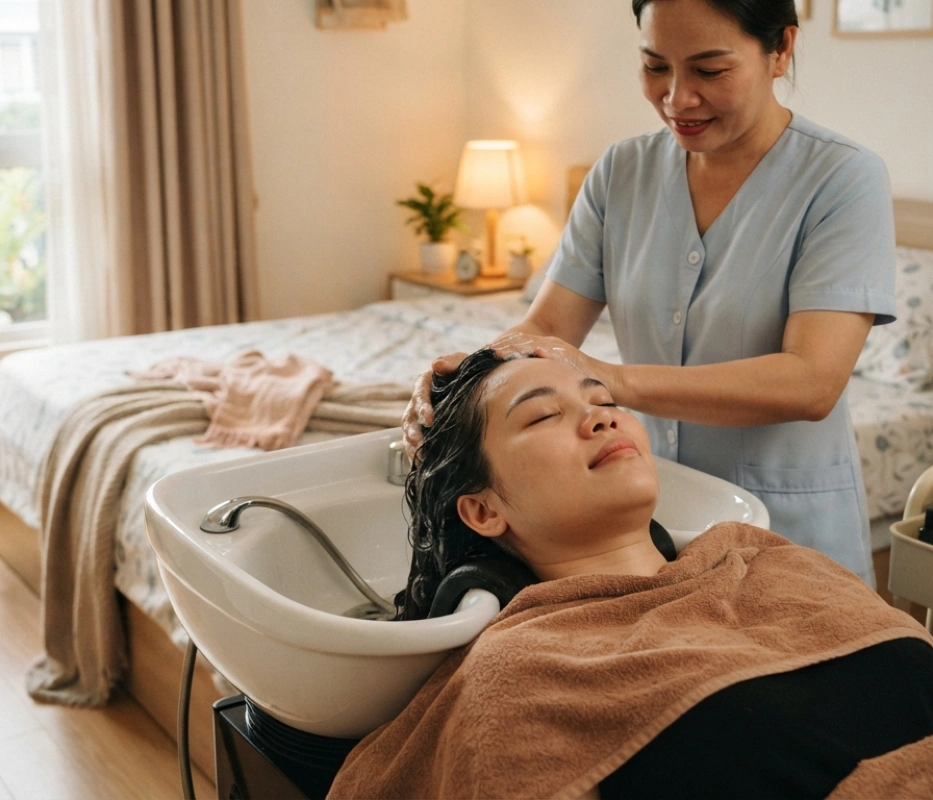 Gội Đầu Thư Giãn Cho Mẹ Sau Sinh – Khoảng Nghỉ Nhẹ Nhàng Ngay Tại Nhà